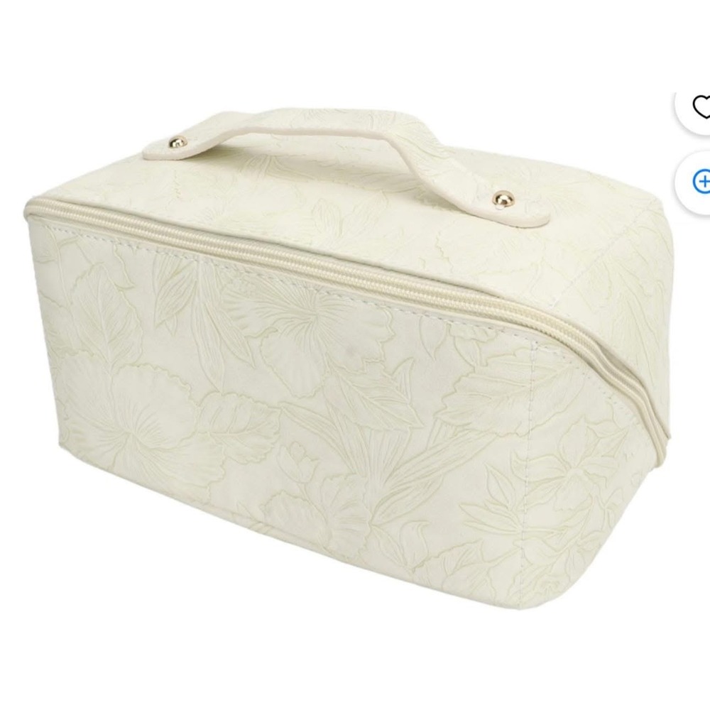 Elegant Floral Embossed‎ Cosmetic Bag Makeup Organizer Travel Toiletry Bag NWT - Picture 8 of 10